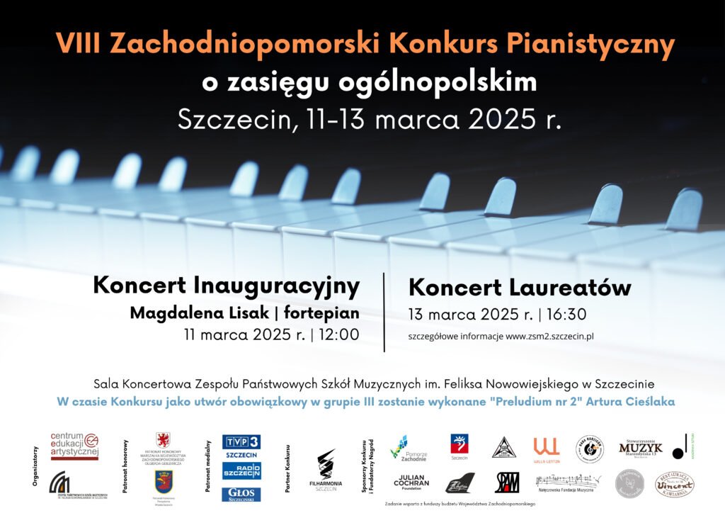 2025 03 13 viii zachodniopomorski konkurs pianistyczny plakat konkursu